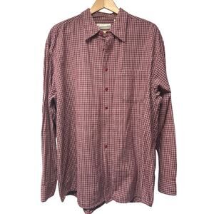 Vintage Fieldmaster Men’s Maroon White Plaid Long Sleeve Button Up Shirt XL